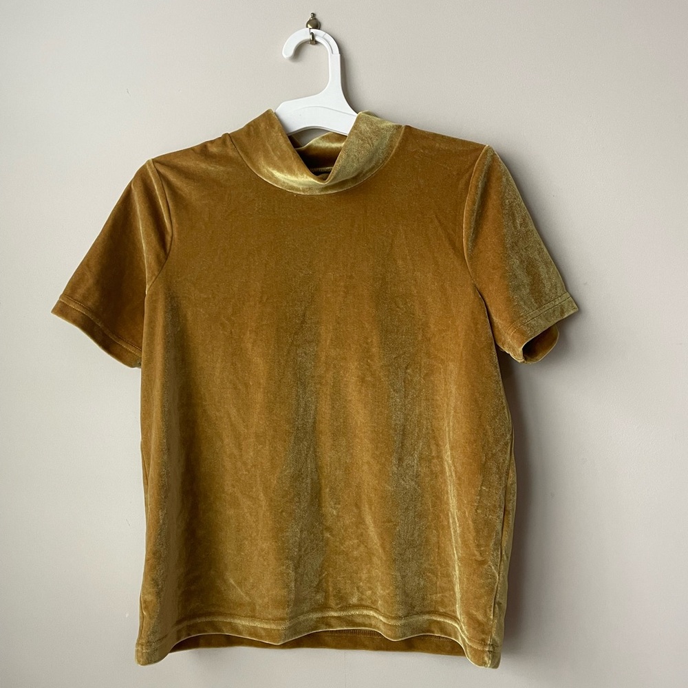 Madewell Mock Neck Velour shirt XS